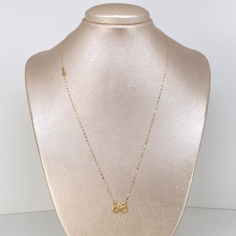 Set Cadena ● Crispeta + Dije Infinito Oro amarillo 18k 0,65 Gr / 1 mm / 50 Cm *