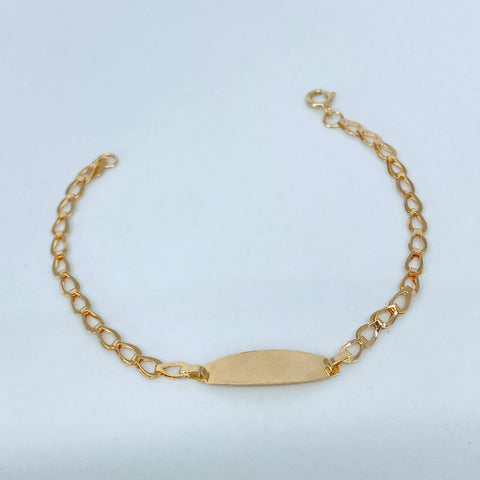 Pulso bebé Placa Ovalado Espiga Oro amarillo 1,10 Gr / 2,7 mm / 14,6 Cm