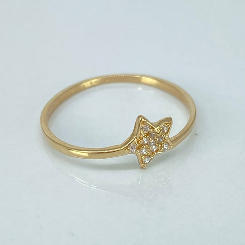 Anillo Estrella Circones Blancos Oro amarillo 18k / Talla 7 1/2 / 1,08 Gr *