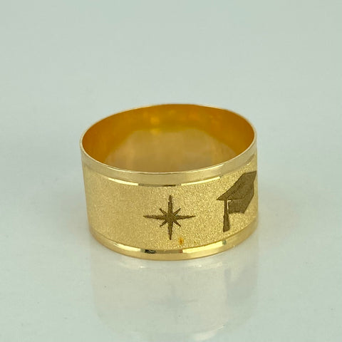 Anillo Argolla Diamantada Birrete Oro amarillo 18k / Talla 7 1/2 / 2,64 Gr