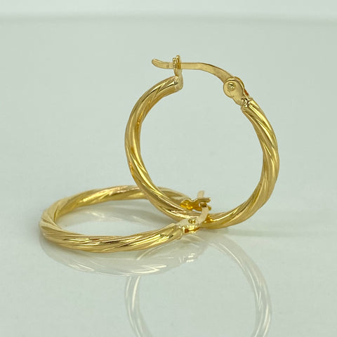 Candongas Entorchadas Oro amarillo 18k 1,82 Gr / 2,5 Cm  *