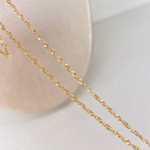 Cadena ● Singapur Oro amarillo 18k +3 / 1,05 Gr / 1,5 mm / 50 Cm *
