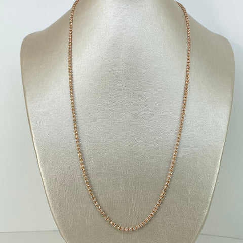Cadena ● Punto Cuadrado Diamantado  Oro blanco y Oro rosa 18k +3 / 10 Gr / 2,2 mm / 55 Cm *