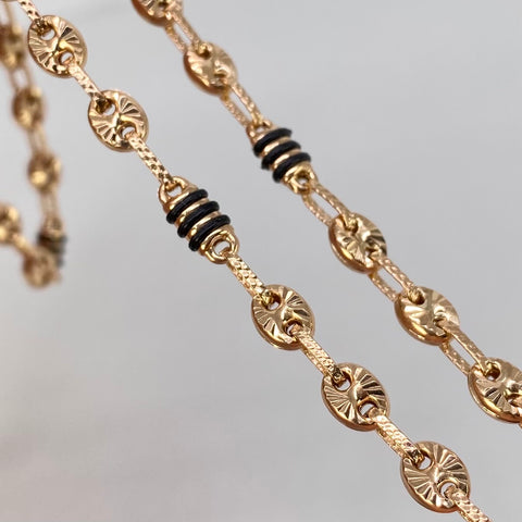 Cadena GC Diamantada Cauchos Negros Oro amarillo 12,83 Gr / 4 mm / 59 Cm *
