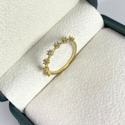 Anillo Circones Blancos Oro amarillo 18k / Talla 7 / 1,54 Gr *