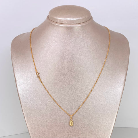 Cadena ● Set Lazo Contorno Virgen Guadalupe Oro amarillo 18k 1,80 Gr / 1 mm / 50 Cm *