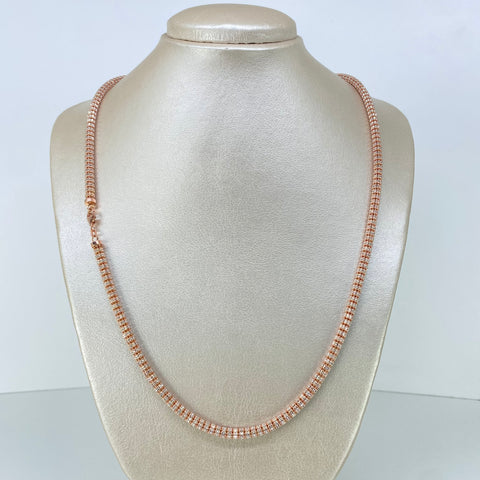 Cadena ● Punto Cuadrado Diamantado Oro blanco y Oro rosa 18k +3 / 31,68 Gr / 4 mm / 60 Cm *