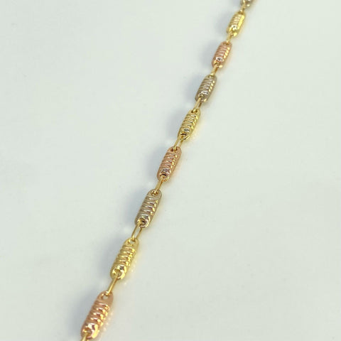 Pulso Rustico Tres oros 18k 2,50 Gr / 3 mm / 19 Cm *