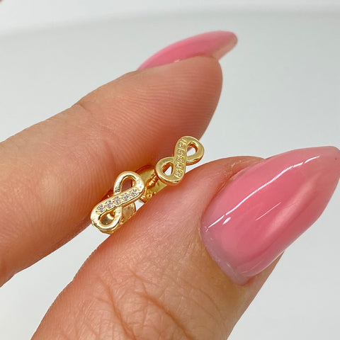 Topos Infinito Circones Blancos Oro amarillo 18k 0,75 Gr / 8 mm †
