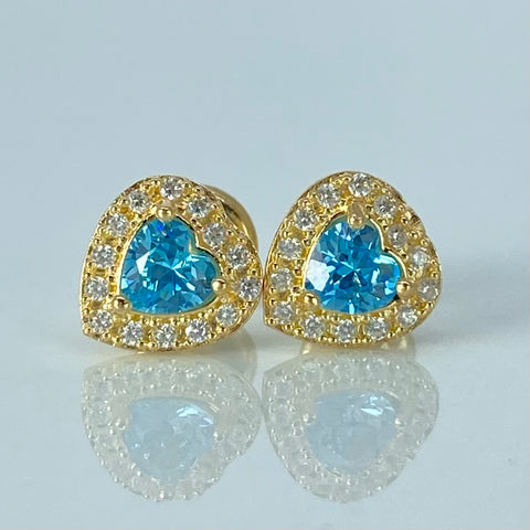 Topos Corazon Circones Blancos Celeste Oro amarillo 1,3 Gr / 7,5 mm †