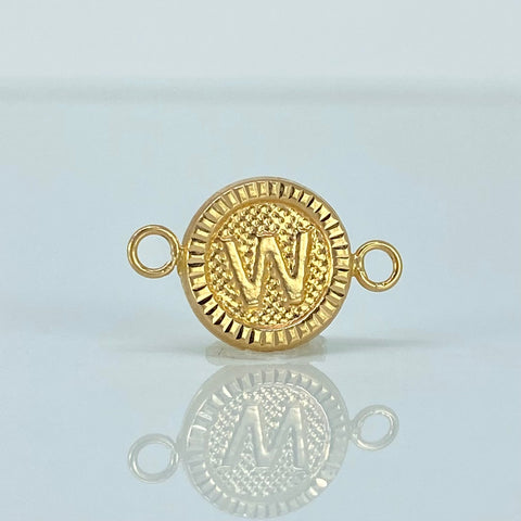 Herraje Letra W Diamantado Oro amarillo 18k 0,55 Gr / 1,7 Cm  *