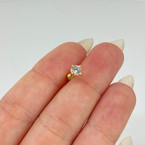 Piercing Circon Blanco / Oro Amarillo 18k (Joya) / 0,66gr / 1.3cm / (Oreja)
