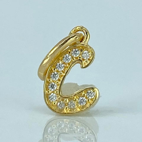 Dije Letra C Circones Blancos Oro amarillo 0,5 Gr / 1,5 Cm