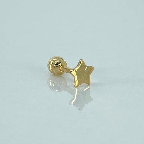 Piercing Estrella / Oro Amarillo 18k (Joya) / 4mm / 0,28gr / 1.2cm / (Oreja) *