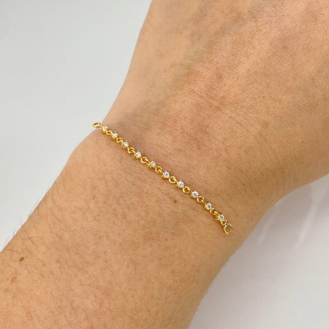 Cadena Conectora De Piercing 14Pts Diamantes Oro amarillo 18k 0,84 Gr / 2,4 mm / 5,1 Cm