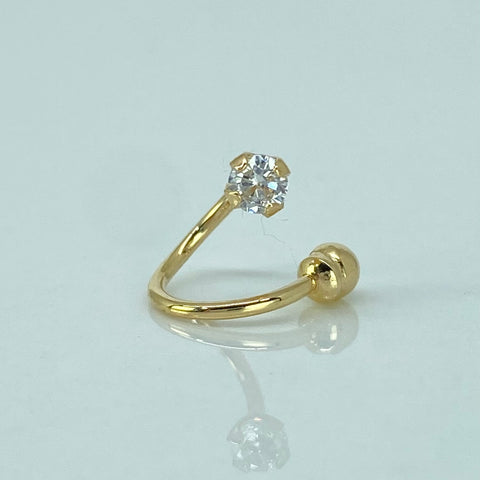 Piercing Aro Curvo Circon Blanco / Oro Amarillo 18k (Joya) / 0,51gr / 1.1cm / (Labio) *