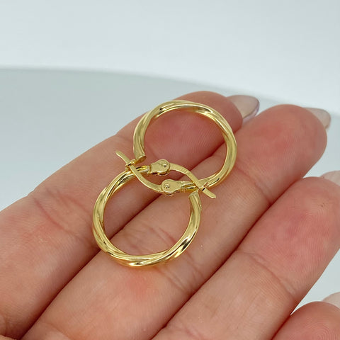 Candongas Entorchadas Oro amarillo 18k 1,5 Gr / 2,1 Cm †