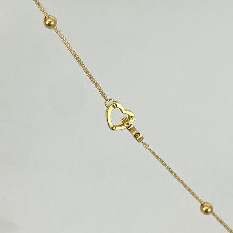 Pulso ● Franco Corazones Bolas Lisas 2.5mm Oro amarillo 18k +3 / 0,8 Gr / 17 Cm *
