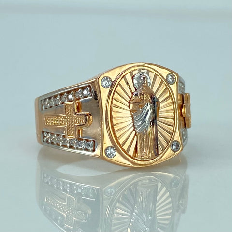 Anillo San Benito Circones Blancos Oro blanco y Oro rosa / Talla 9 1/4 / 5,9 Gr