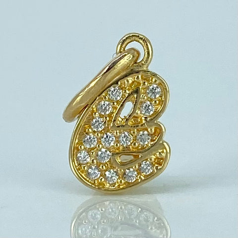 Dije Letra E Circones Blancos Oro amarillo 0,8 Gr / 1,6 Cm *
