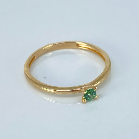Anillo Solitario Circon Verde Oro amarillo / Talla 8 1/4 / 1,62 Gr