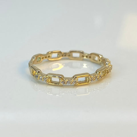 Anillo Cajón Circones Blancos Oro amarillo 18k / Talla 6 / 1,65 Gr *