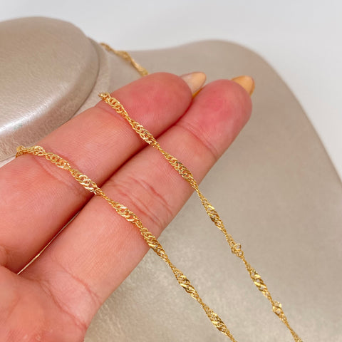 Cadena ● Singapur Oro amarillo 18k +3 / 2,1 Gr / 2,1 mm / 50 Cm †
