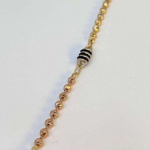 Pulso Militar Rustico Con Cauchos Negros Tres oros 18k 7,65 Gr / 3 mm / 22 Cm †