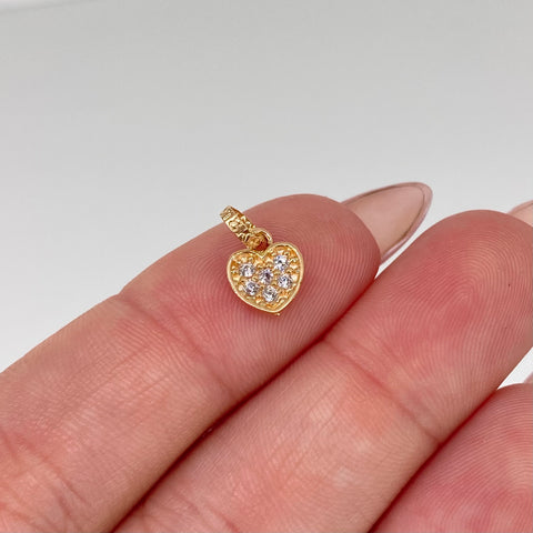 Dije Corazon Circones Blancos Oro amarillo 0,54 Gr / 1,3 Cm †