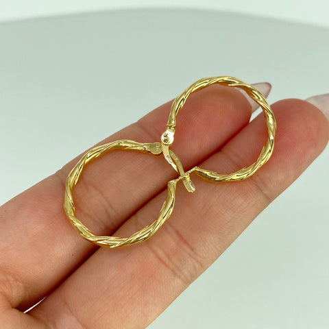 Candongas Entorchada Lineal Oro amarillo 18k 1,65 Gr / 2,5 Cm *