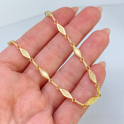 Pulso Rustico Rombo Punteado Oro amarillo 18k 4,27 Gr / 4,2 mm / 22,5 Cm †