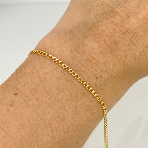 Pulso ● Cubano Oro amarillo 18k +1 / 0,75 Gr / 2 mm / 19,5 Cm