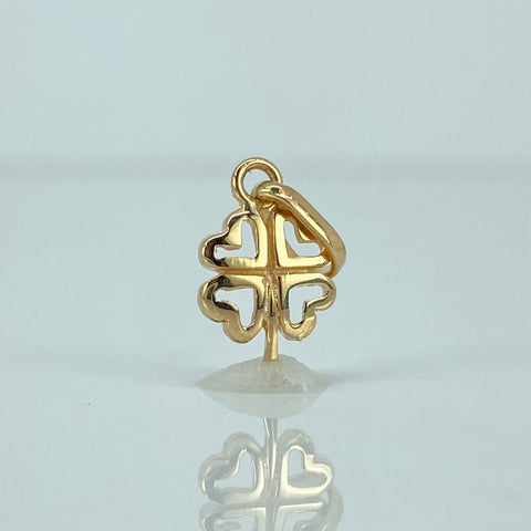 Dije Trebol Corazones Oro amarillo 18k 0,65 Gr / 1,7 Cm
