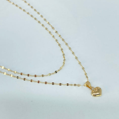Set Cadena ● Crispeta + Dije Corazon Oro amarillo 18k 1,1 Gr / 1,5 mm / 50 Cm *