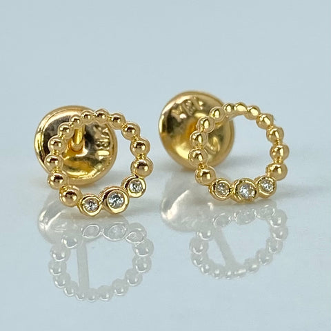 Topos Circulo Circones Blancos Oro amarillo 18k 0,7 Gr / 7 mm †