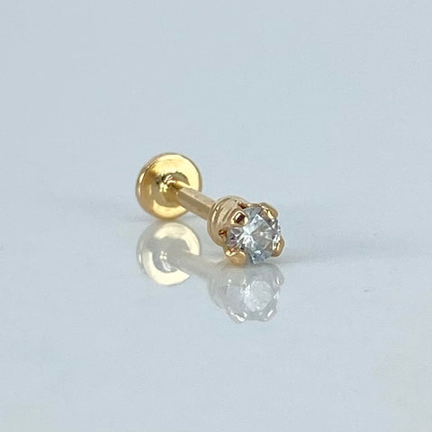 Piercing Circon Blanco / Oro Amarillo 18k (Joya) / 3mm / 0,3gr / 1.2cm / (Oreja) *