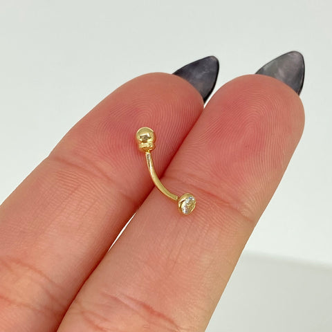 Piercing Circon Blanco / Oro Amarillo 18k (Joya) / 0,32gr / 3mm / (Ceja) *