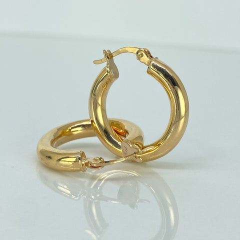Candongas Redondas Lisas Oro amarillo 18k 3,4 Gr / 2,5 Cm  *