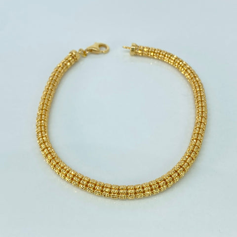 Pulso ● Punto Cuadrado Diamantado Oro amarillo 18k +3 / 11,3 Gr / 4 mm / 21,5 Cm *