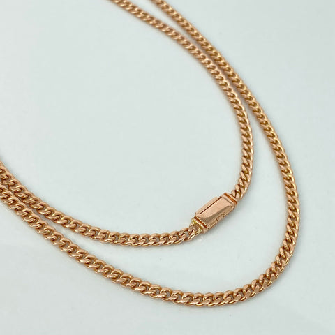 Cadena ● Cubana Broce Especial Oro rosa 18k +1 / 32,23 Gr / 3,6 mm / 62 Cm *
