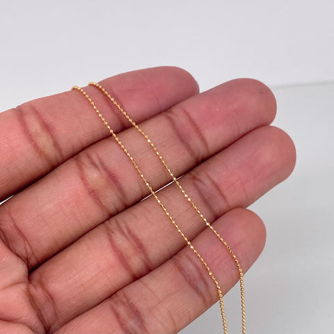 Tobillera ● Mini Militar Diamantada Oro amarillo 18k +3 / 1,05 Gr / 0,6 mm / 25,5 Cm *