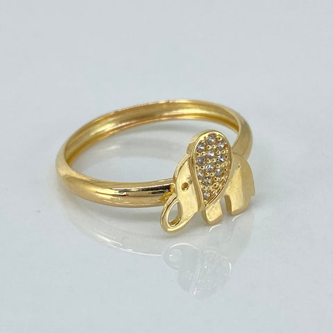Anillo Elefante Circones Blancos Oro amarillo 18k / Talla 7 / 1,52 Gr *
