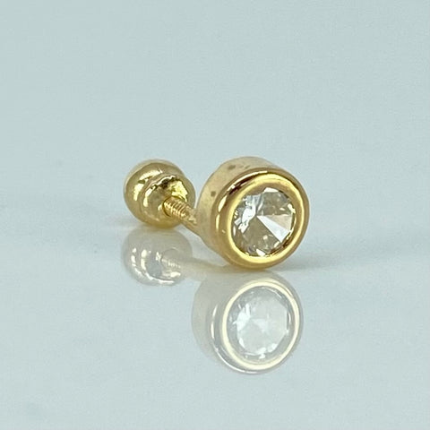 Piercing Bisel Circon Blanco / Oro Amarillo 18k (Joya) / 4mm / 0,38gr / 1.1cm / (Oreja) †
