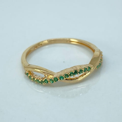 Anillo Churumbela Cruzadas Circones Verde Oro amarillo / Talla 6 1/4 / 1,6 Gr *