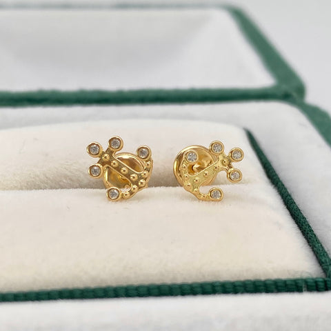 Topos Ancla Circones Blancos Oro amarillo 18k 0,86 Gr / 7,7 mm  *