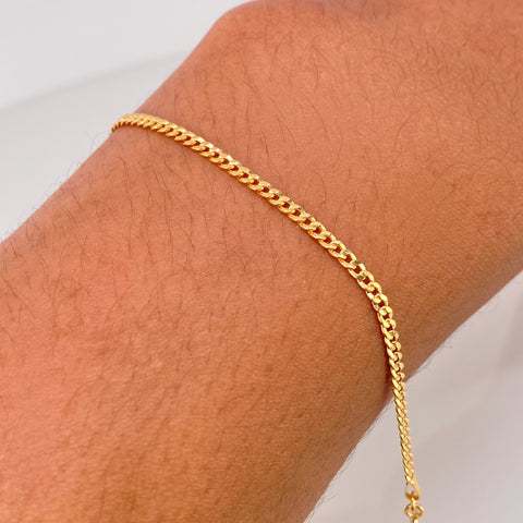 Pulso ● Mini Cubano Oro amarillo 18k +1 / 1,30 Gr / 2 mm / 19 Cm *
