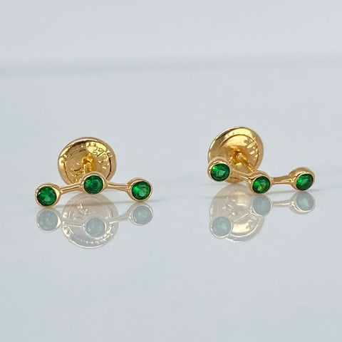 Topos Estela Circones Verdes Oro amarillo 18k 0,7 Gr / 3,3 mm  *