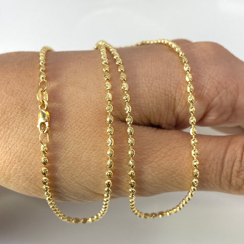 Cadena Italy Militar Diamantada Oro amarillo 18k +1 / 6,0 Gr / 1,6 mm / 45,5 Cm