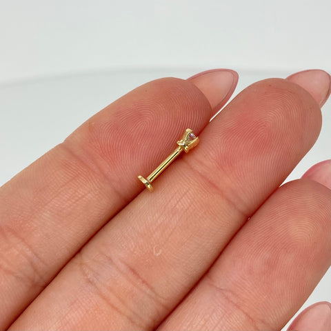 Piercing Circon Blanco / Oro Amarillo 18k (Joya) / 0,35gr / 1.1cm / (Oreja) †