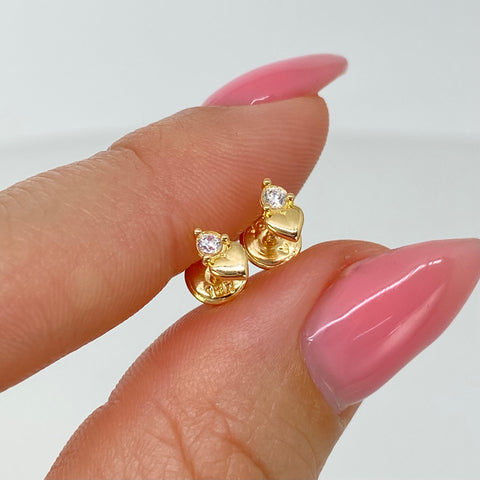 Topos Corazon Circon Blanco Oro amarillo 18k 0,61 Gr / 3,5 mm †